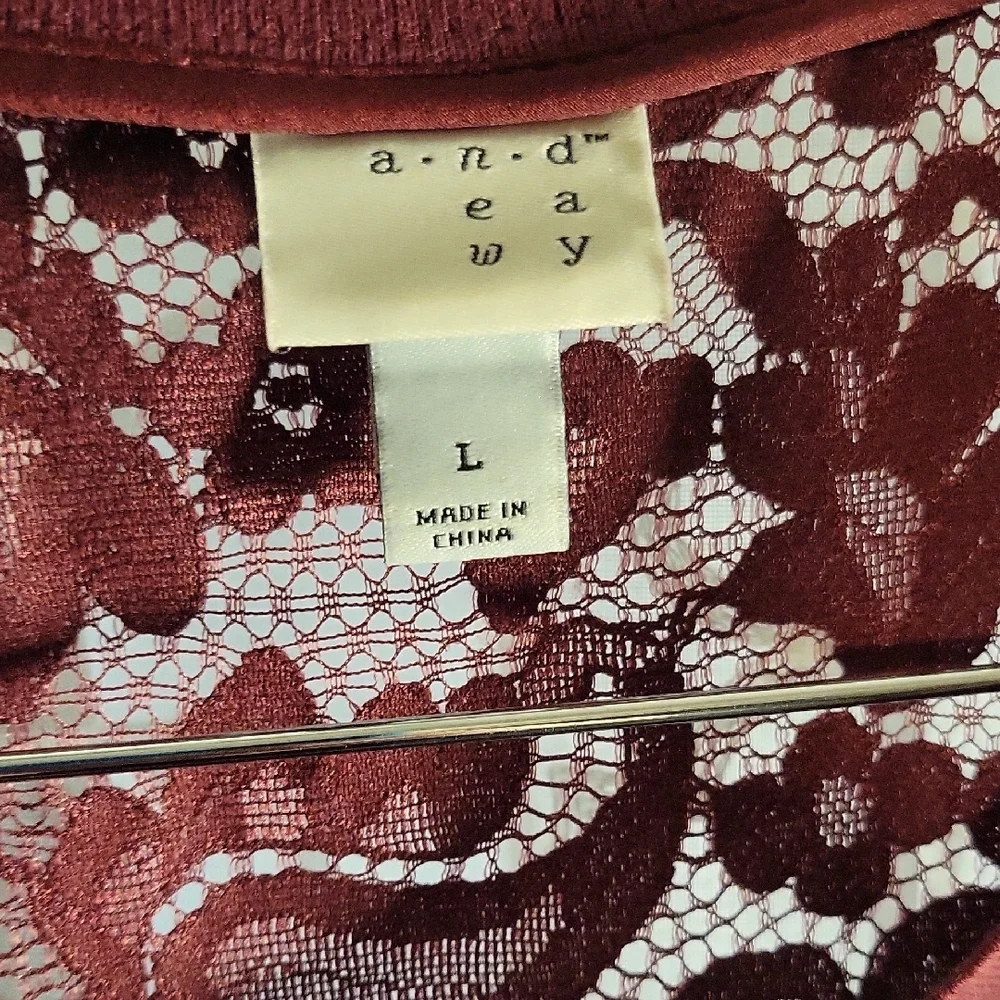 A New Day Wine Flutter Sleeve Ruffled Blouse - Picture 3 of 5